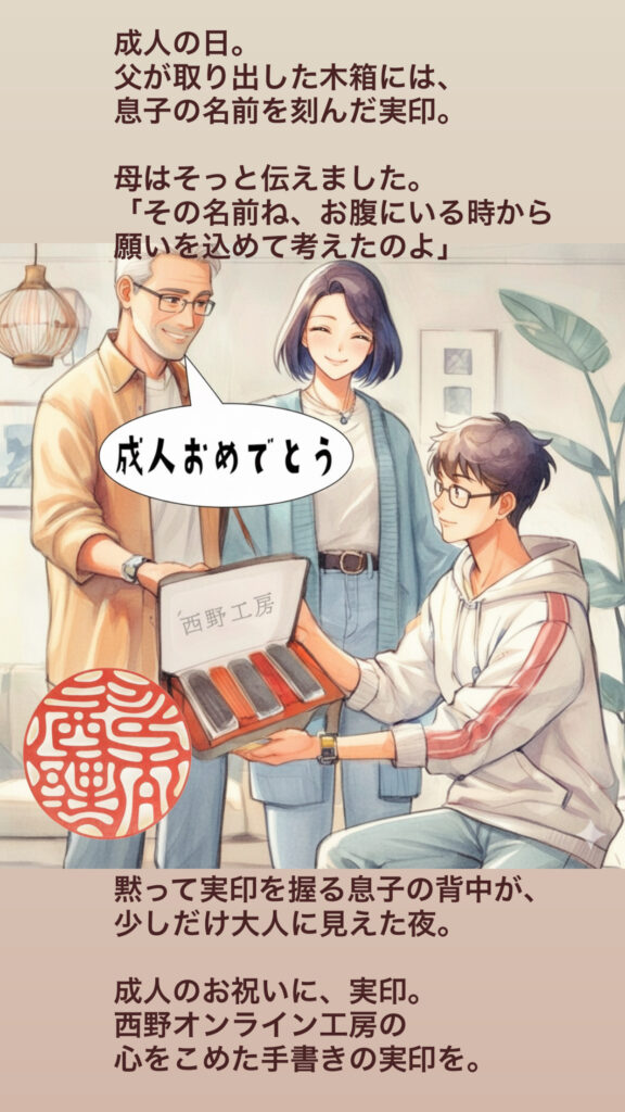 成人の御祝いに実印を贈る　就職祝いなど