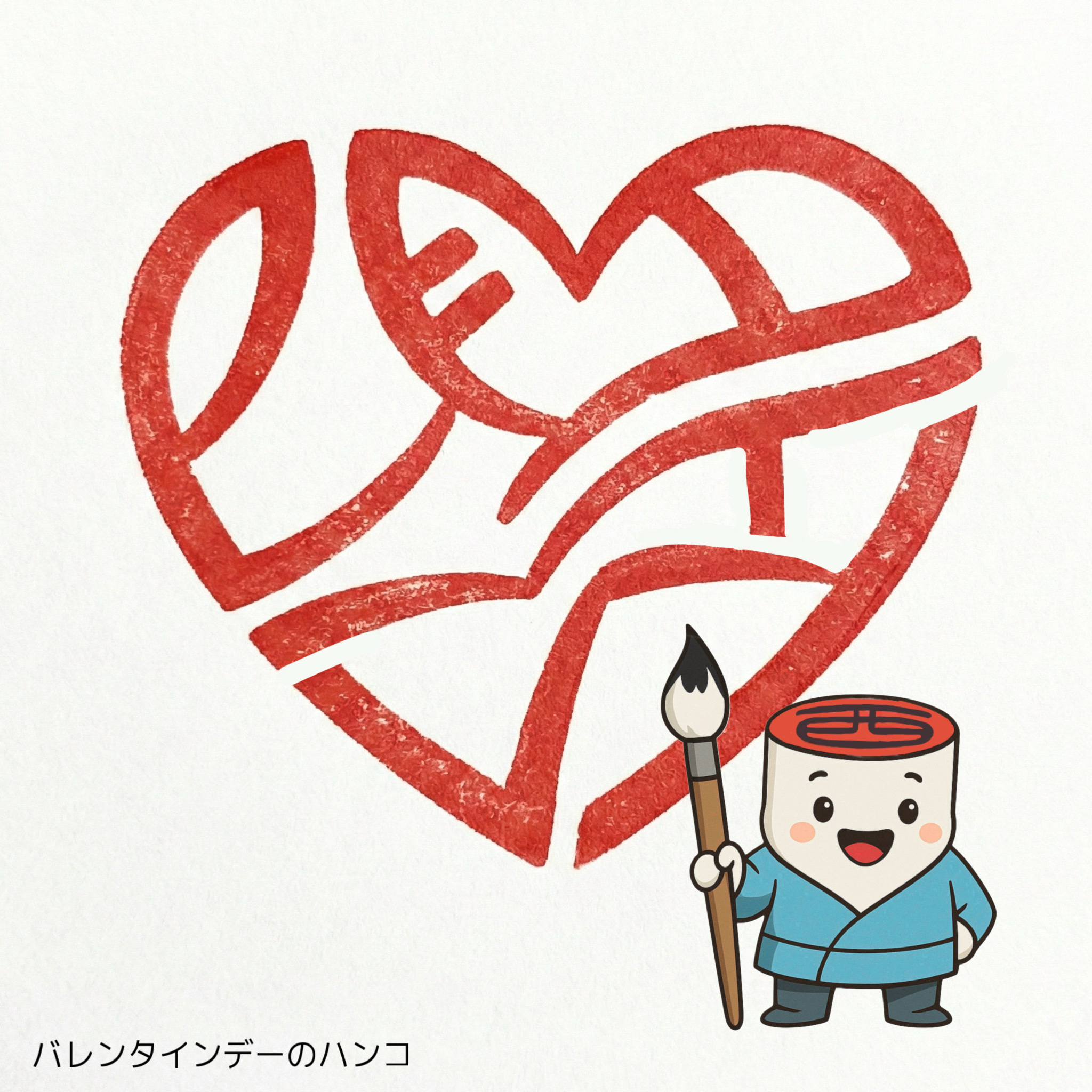 手書き文字で制作されたハート型の印鑑