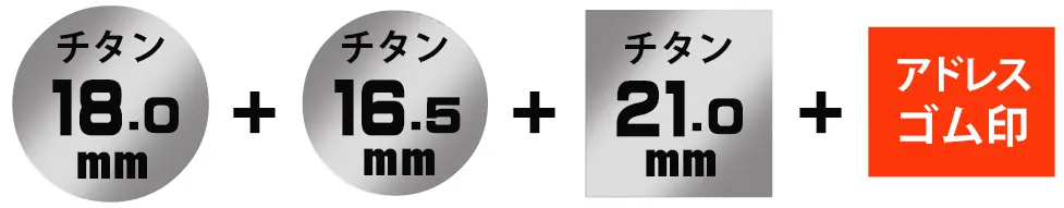 丸印18.0ミリ+丸印16.5ミリ+角印21ミリ+アドレスゴム印